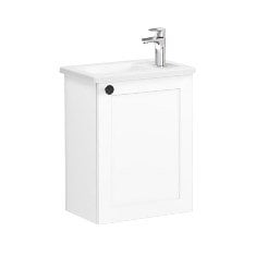 Vitra Root Classic 68610 Lavabo Dolabı, Kapaklı, 45 Cm, Kompakt, Sağdan Armatür Delikli, Mat Beyaz, Köşeli Lavabolu, Sağ